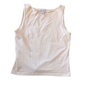 Ann Taylor Loft Sleeveless Shirt | Medium |‎ White & Gray Stripes